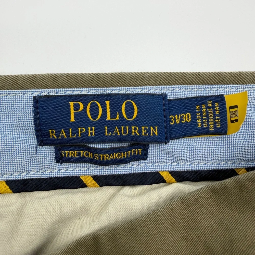 Polo Ralph Lauren Mens 31x30 Stretch Straight Fit Chino Pants Olive Green Cotton